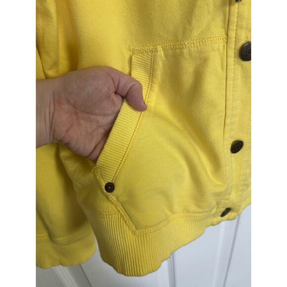 Y2K LRL Lauren Jeans Co Yellow Button Up Hoodie Crest Size Large Preppy Casual - Picture 6 of 6